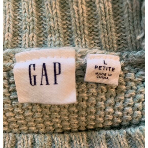 GAP Classic Mint Cable Knit Crewneck Sweater Women's Large Petite - Picture 7 of 7